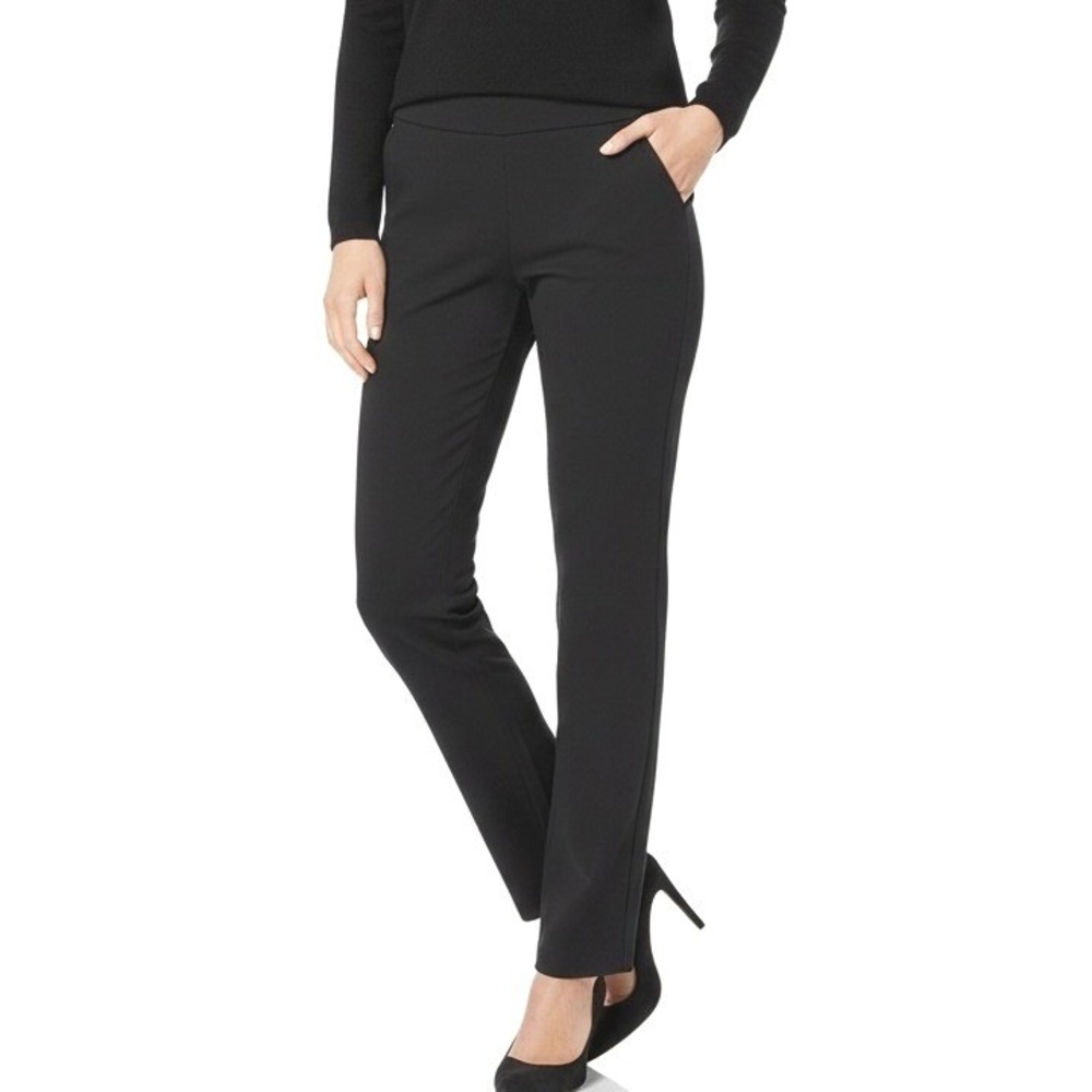 Chico's Women Black Knit Slim Leg Pull On Pants Rayon Blend Office Size 1 (US 8)